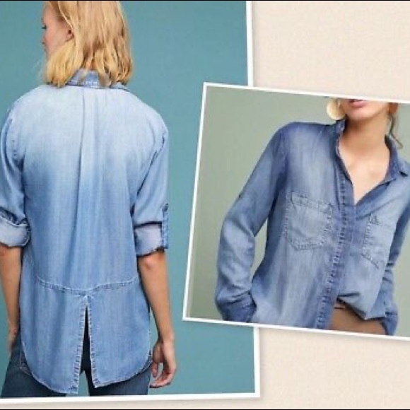 Cloth & Stone Split-Back Chambray Buttondown - Picture 8 of 8